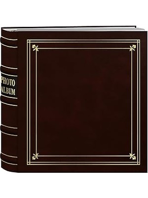 Nacario Photo Albums 200 Cepli Halka Bağlı Şarap Rengi Bağlanmış Deri Altın Vurgulu Kapak Fotoğraf