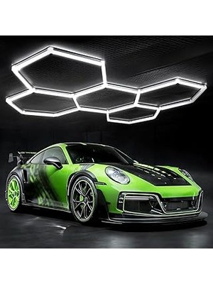 Nacario Amber LED Hexagon Petek Tasarım Lineer Armatür (CT-9082 Cata Modüler 24 Parça Set), 6400K Beyaz Işı