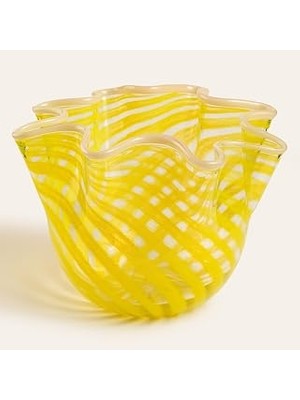 Nacario Baıta Sarı Cam Vazo 30X30X21.5 cm