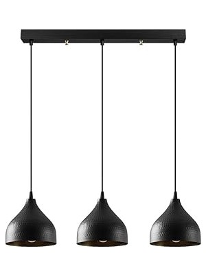 Nacario Amber LED Şık Metal Gövdeli 3'lü Sarkıt Avize Mutfak Salon Için E27 Uyumlu, SIYAH-6211