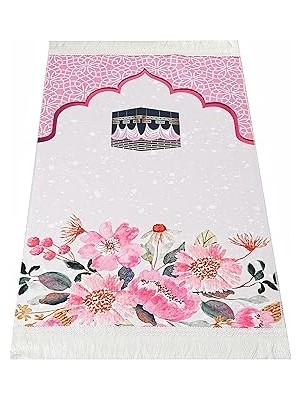 Nacario Çocuk Seccadesi Kabe Pembe 82×45 cm 110 gr - Tesbih Hediyeli