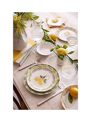 Nacario Kütahya Porselen Limoncello 24 Parça 6 Kişilik Yemek Takımı