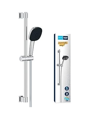 Nacario Grohe Vitalio 110 Sürgülü Duş Seti, 110MM Kare 3 Akışlı (Masaj, Yağmur & Jet) El Duşu, 600M