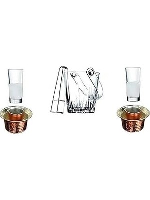 Nacario Pasabahce 6 Parça Meşrubat Rakı Bardak Bakır Ehlikeyf Buz Kovası Seti 869541202214456