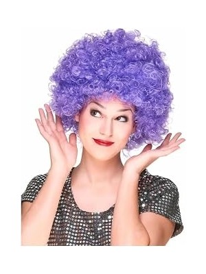 Nacario Mor Renk Kıvırcık Afro Bonus Peruk Parti Peruğu