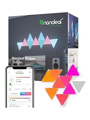 Nacario Nanoleaf Shapes Üçgen Başlangıç ​​seti, 9 Adet Akıllı Rgbw Üçgen LED Panel – Modüler Wi-Fi Iç Mekan