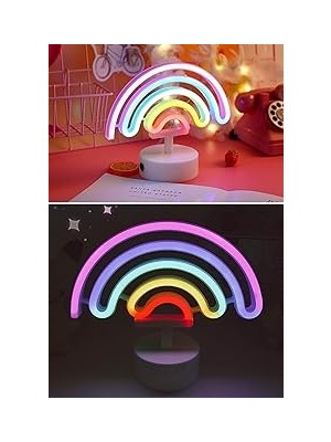 Nacario Gökkuşağı Neon LED Işık, Renkli Plastik Masaüstü Dekoratif Ambiyans Aydınlatması, USB Beslem