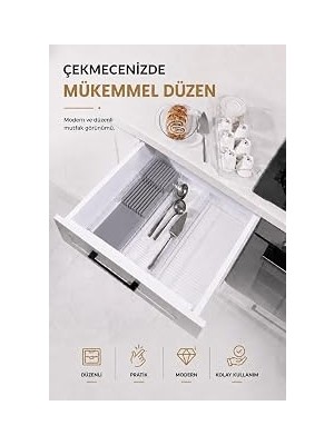 Nacario Sas Haus Çekmece Içi Bıçaklık Organizer Bölmeli Mutfak Düzenleyici Gri S-11029