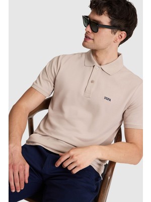 U.S. Polo Assn. Erkek Taş Regular Fit Polo Yaka Basic Tişört 50326963-VR049