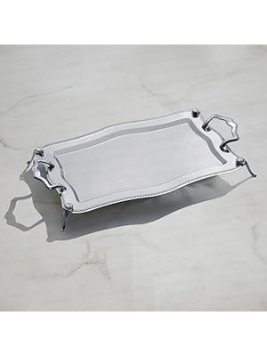 Nacario Nehir Zincir Ayaklı Sade Çay Tepsi - 47X31 cm