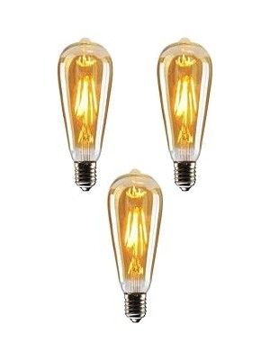 Nacario 4W Dim Rustik LED Ampul Sarı Işık Armut Edison Ampul 3 Adet