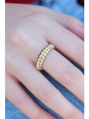 Mey Ithalat® Gold Renk Sarmal Model Kadın Yüzük