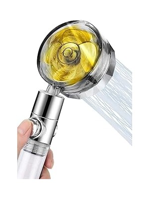Nacario Turbo LED Işıklı Duş Başlığı Pervaneli Filtreli Su Tasarruflu Duş Başlıgı Turbo El Duşu Banyo Fiski