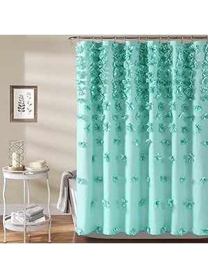 Nacario Lush Riley Duş Perdesi, 182,88 cm x 182,88 Cm, Aqua