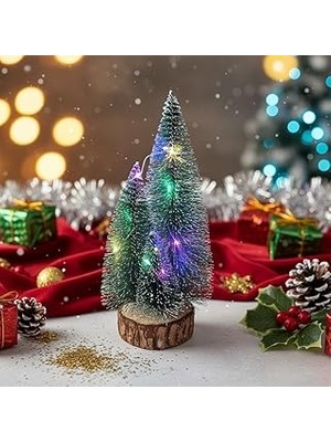 Nacario Coverzone 1 Adet Rgb Işıklı Mini Yılbaşı Ağacı Masaüstü Aydınlatma Dekoratif Hediyelik Noel Pilli Ç