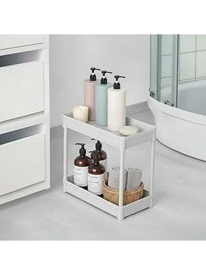 Nacario 2 Katlı Antrasit Banyo Mutfak Tezgah Üstü Düzenleyici Raf – Çok Amaçlı Plastik Organizer, Bahara