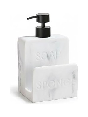 Nacario Amberhaus Beyaz Seramik Sıvı Sabunluk Süngerlik Seti | 500 ml | Mutfak Banyo Tezgahı Için 2's