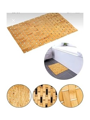 Nacario Bambu Banyo Paspası - Kaymaz Taban - Duş Paspası 40 x 60 cm