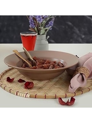 Nacario Keramika Mat Taupe Makarna Tabağı 26 cm 958