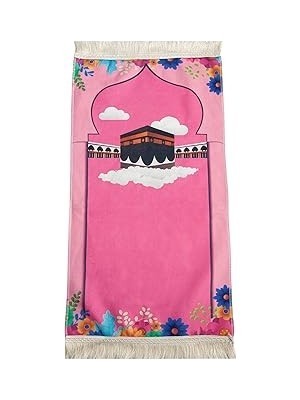 Nacario Kabeli Çiçek Desenli Çocuk Seccadesi Pembe