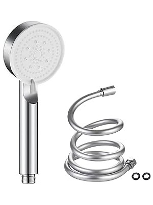 Nacario Duş Başlığı Seti - 150 cm Pvc Banyo Duş Hortumu + 5 Fonksiyonlu Su Tasarruflu El Duşu