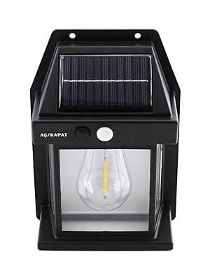 Nacario Güneş Enerjili Dış Aydınlatma 3 Modlu Işıklandırma Sensörlü Sarı Işıklı Aplik 5 W Portatif Fener La
