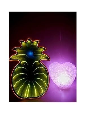 Nacario Işık KASABASI(164) Ayna Yansımalı Sarı Ananas Rcb Damla Silikon LED Gece Lambası Sarı
