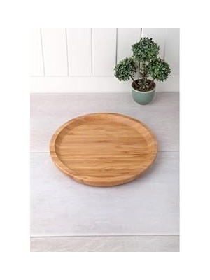 Nacario Deconox Bambu Lüx Yuvarlak Servis 20 * 20CM, Bambu Sunumluk & Çerezlik Yuvarlak Sunum Tabağı, Bambu