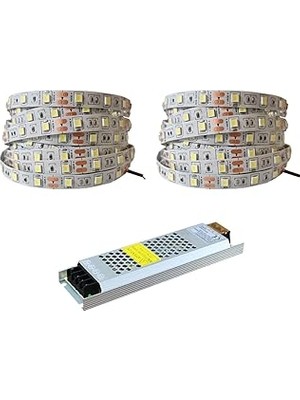 Nacario 10 Metre Şerit LED Günışığı Renk + 12V 10 Amper 120 Watt LED Trafo - 3 Dirençli Double Pcb - Oturma