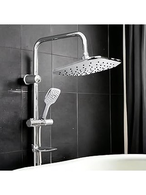 Nacario Robot Tepe Duş Seti Takımı Shower Yağmurlama Kare Banyo Masaj Duş Başlığı Sistemi Krom