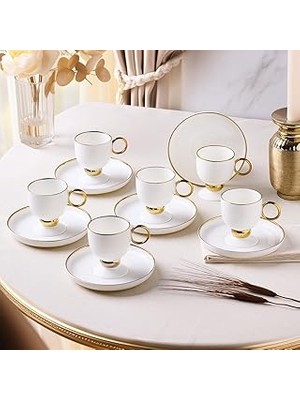 Nacario Aryıldız Margaux Gold 12 Parça 6 Kişilik Türk Kahve Fincan Takımı