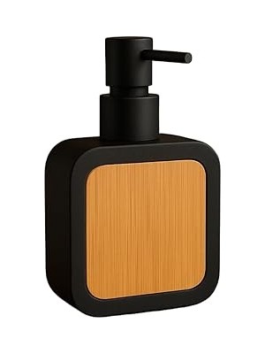 Nacario Mat Antrasit Sabunluk | Ahşap Desenli Lüks, Ergonomik Tasarım, Ahşap Dispenser (Siyah)