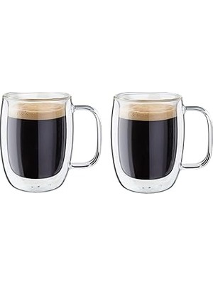 Nacario Zwilling Sorrento Çift Camlı Kulplu 2'li Espresso Bardak Seti, 134 Ml, Cam, Şeffaf Cam