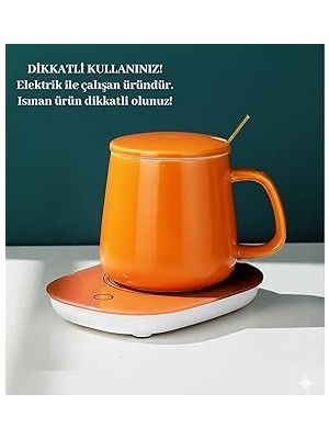 Nacario USB Isıtıcılı 350ML Kupa Bardak Turuncu, Turuncu