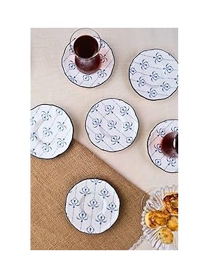 Nacario Tabakevi Tabak Evi Porselen Audrey Çay Tabak Takımı 12CM 6 Parça FLY6ÇTPRS1209