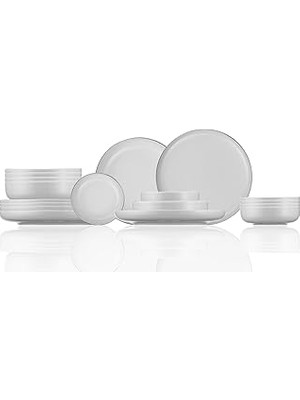 Nacario Kütahya Porselen Moderna Parça 6 Kişilik Yemek Takımı Platin