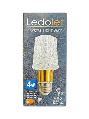 Nacario 4W Kristal LED Ampul E27 -Sarı Işık Dekoratif Crystal Vase Tasarım 3000K