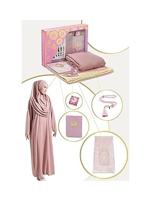Nacario Ihvan Online Pratik Başörtülü Tek Parça Namaz Elbisesi Seccade Seti Gül Kurusu Gül Kurusu 44-46
