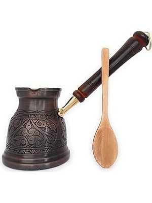 Nacario Dede Copper - Ist Serisi (Xlarge-16,9 Floz)-Kalın Katı Bakır Oymalı Türk Yunan Arap Kahve Demliği,