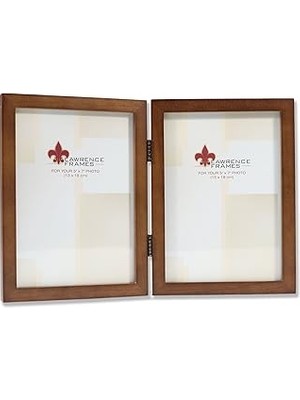 Nacario Lawrence Frames 766057D Küçük Hindistan Cevizi Ahşap Menteşeli Çift Resim Çerçevesi, 13,8 x 17,7 cm