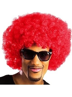 Nacario 5dm Kırmızı Renk Kıvırcık Afro Bonus Peruk