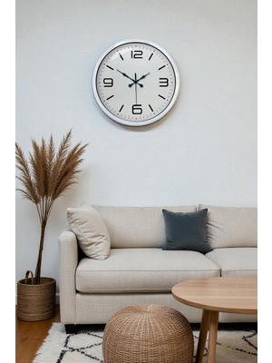 40 cm Beyaz Metal Modern Duvar Saati