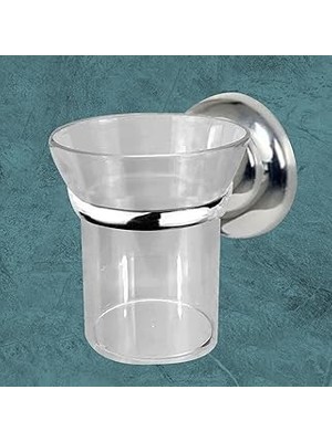 Nacario Fırçalık Yapışkanlı Banyo Fırçası Kabı Kutusu Krom Kristal