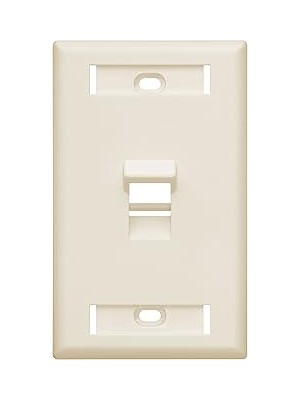 Nacario Leviton 42081-1TS 1 Bağlantı Noktalı Açılı Quickport Duvar Plakası, Id Pencereli, Badem