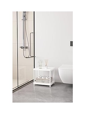 Nacario Beyaz 2 Katlı 33X40 Ekstra Geniş Düzenleyici Mutfak Banyo Rafı Sehpa