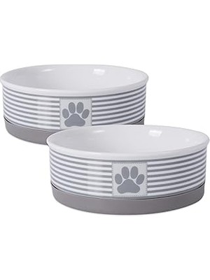 Nacario Bone Dry Paw & Patch Seramik Evcil Hayvan Koleksiyonu, Orta Set, 15X5 Cm, Gri, 2 Parça