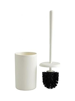 Nacario Beyaz-Siyah-Bej Çizgili Lüks Tuvalet Fırçası Seti – 30 cm Uzunluk | Modern, Şık Dayanıklı Banyo