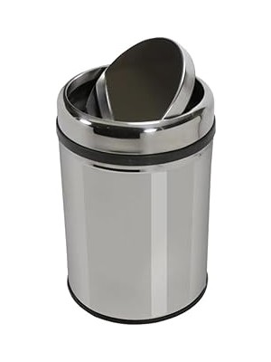 Nacario Serisi Pratik Döner Kapaklı 32 Litre Mutfak/banyo Kovası Paslanmaz Krom, 32L