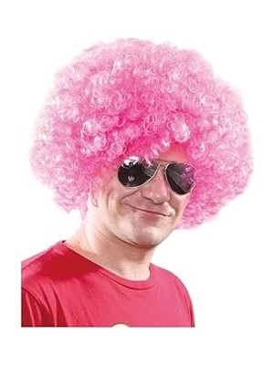 Nacario Pembe Kıvırcık Afro Bonus Peruk, Tek Ebat, SMR-E084-1AVNMUSTRAN, Pembe