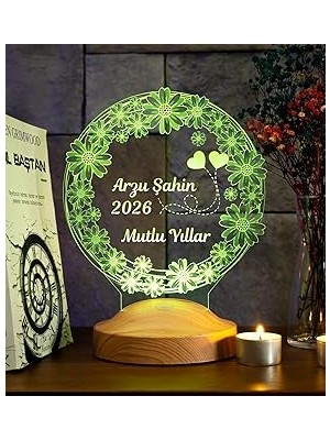 Nacario Yılbaşı Papatya Çiçek Hediyesi, Yeni Yıl Mutlu Yıllar Hediyesi, Papatya 3D LED Lamba
